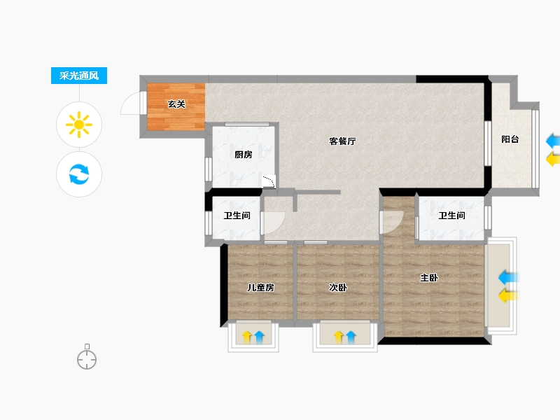 广东省-中山市-海伦堡・千江阅-77.99-户型库-采光通风