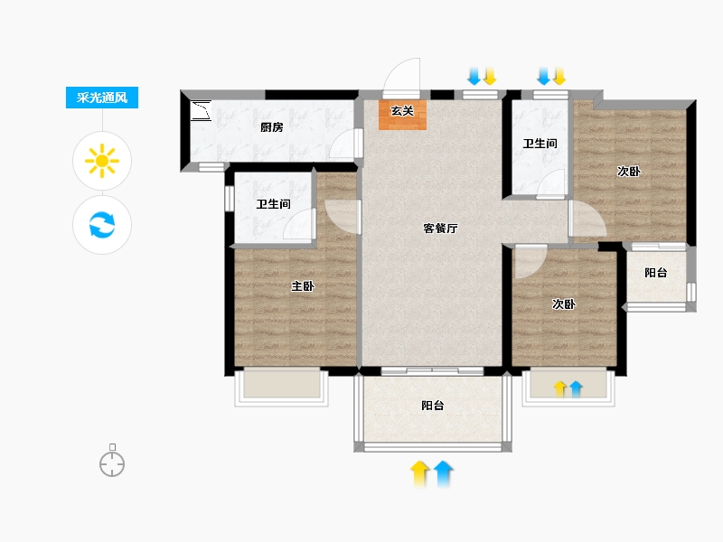 广东省-潮州市-龙光·御水岸-88.00-户型库-采光通风