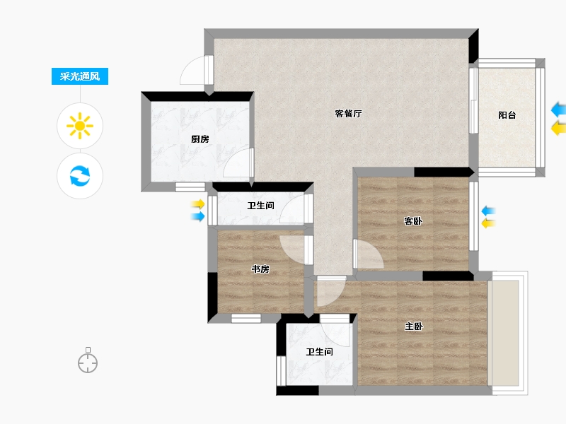 广西壮族自治区-南宁市-九樾府樾境-66.92-户型库-采光通风