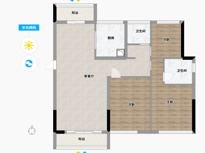 广东省-中山市-碧桂园天悦府-94.40-户型库-采光通风