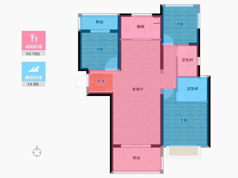 广东省-潮州市-龙光阳光禧园-85.61-户型库-动静分区