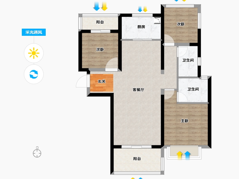 广东省-潮州市-龙光阳光禧园-85.61-户型库-采光通风