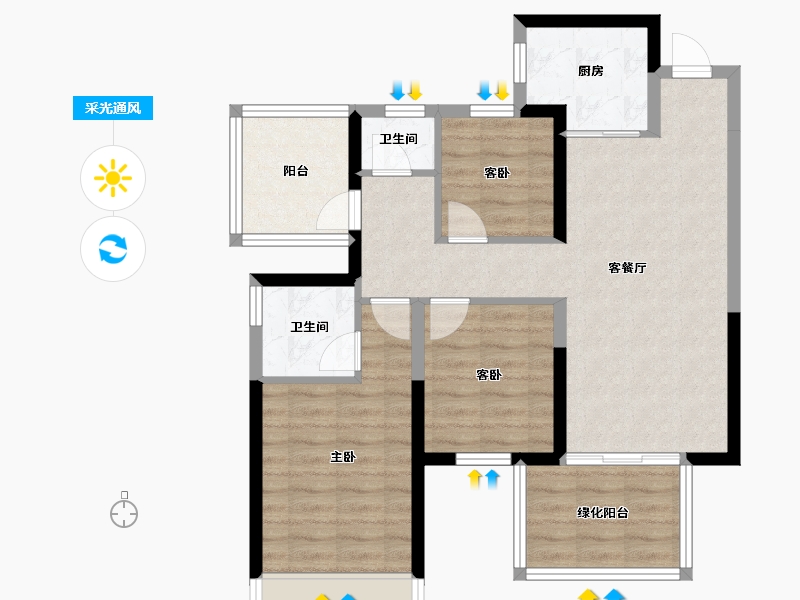 广西壮族自治区-南宁市-中建邕和府-77.99-户型库-采光通风