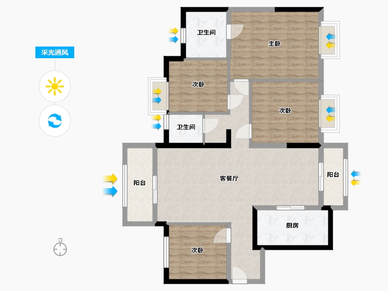 广西壮族自治区-南宁市-华润置地悦年华润府-111.63-户型库-采光通风