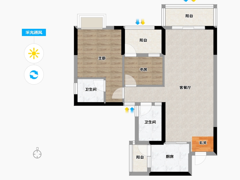 广东省-潮州市-滨江华府-72.40-户型库-采光通风