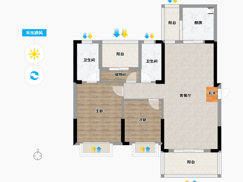 广东省-潮州市-滨江华府-93.01-户型库-采光通风