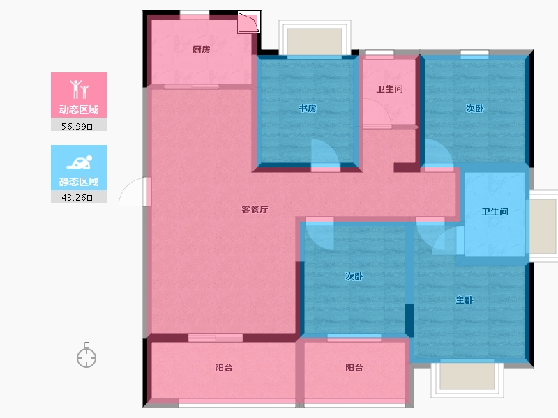 广西壮族自治区-北海市-银河云谷里-87.35-户型库-动静分区