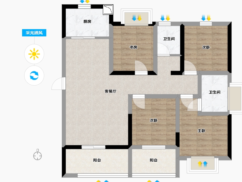 广西壮族自治区-北海市-银河云谷里-87.35-户型库-采光通风