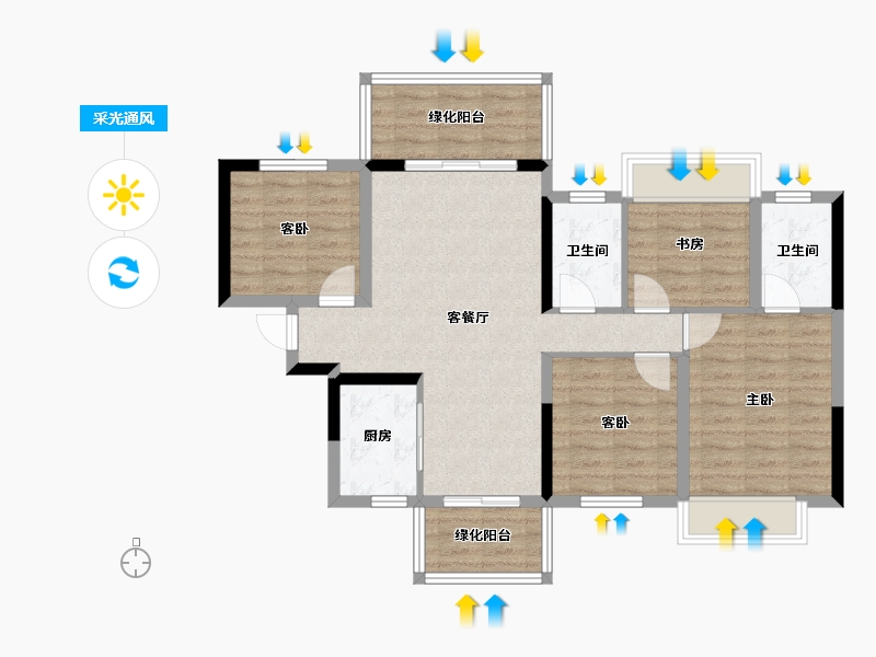 广西壮族自治区-南宁市-深石汉华锦上城-87.39-户型库-采光通风