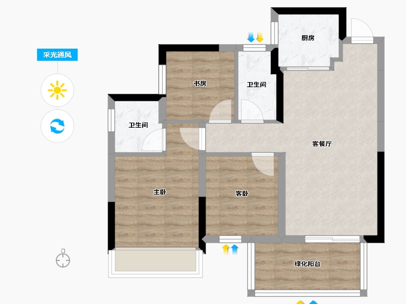 广西壮族自治区-南宁市-深石汉华锦上城-64.82-户型库-采光通风