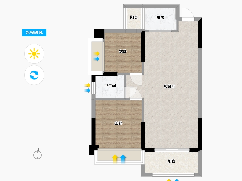 广东省-中山市-水韵名门-61.41-户型库-采光通风