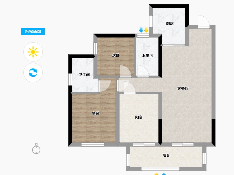 广西壮族自治区-南宁市-金科天籁城-74.50-户型库-采光通风