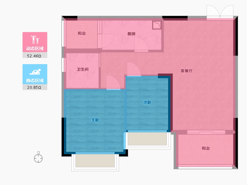 广东省-中山市-钱隆华府-65.59-户型库-动静分区