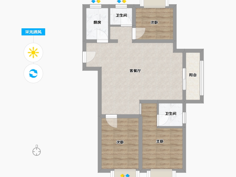 广西壮族自治区-北海市-园辉红树湾-63.46-户型库-采光通风