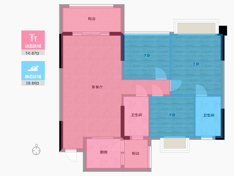 广东省-中山市-水韵名门-86.40-户型库-动静分区