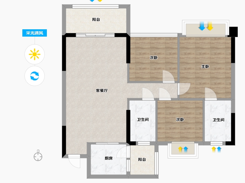 广东省-中山市-水韵名门-86.40-户型库-采光通风