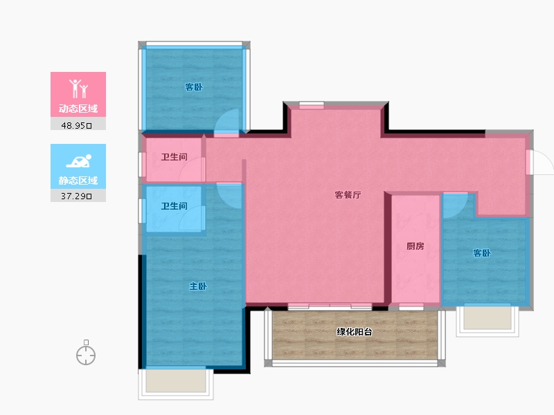 广西壮族自治区-南宁市-大和平华西茗城-86.23-户型库-动静分区