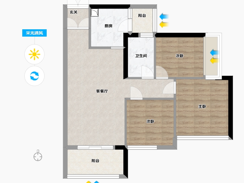 广东省-中山市-骏瓏盛景-68.00-户型库-采光通风