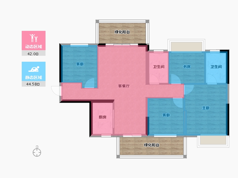 广西壮族自治区-南宁市-深石汉华锦上城-92.18-户型库-动静分区