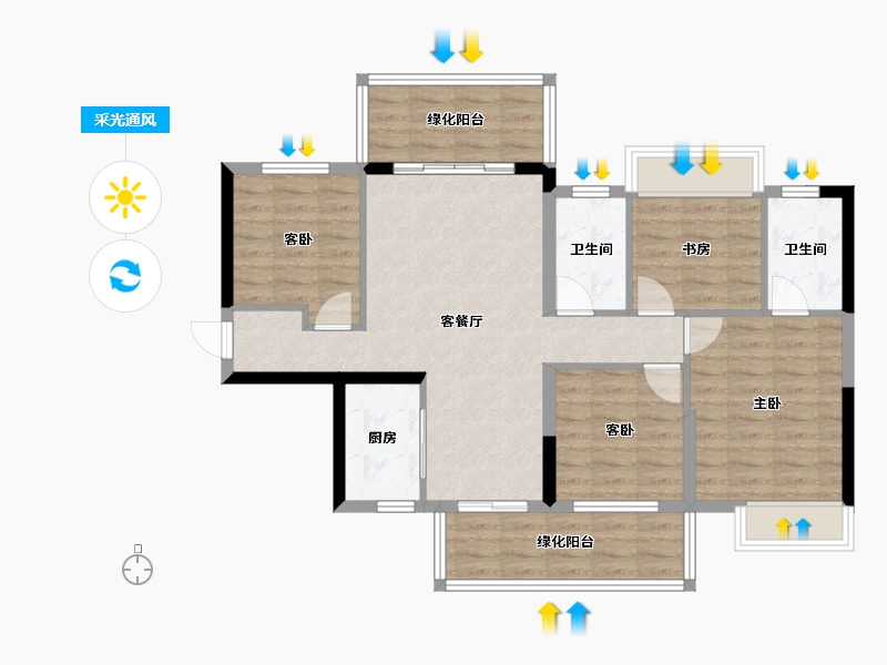 广西壮族自治区-南宁市-深石汉华锦上城-92.18-户型库-采光通风