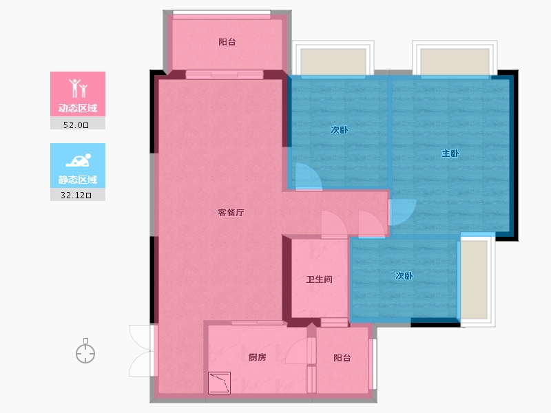 广东省-中山市-钱隆华府-75.20-户型库-动静分区