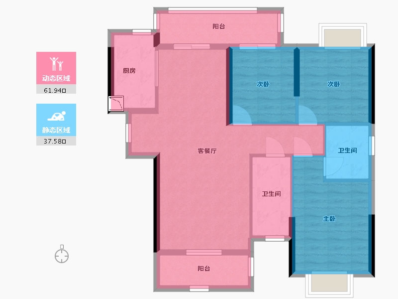 湖南省-长沙市-长龙湾-89.11-户型库-动静分区