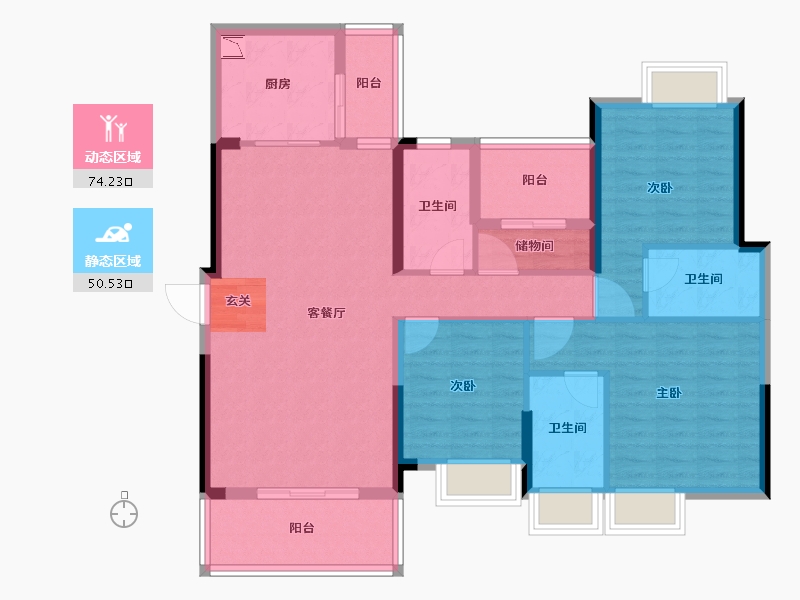 广东省-潮州市-滨江华府-111.61-户型库-动静分区