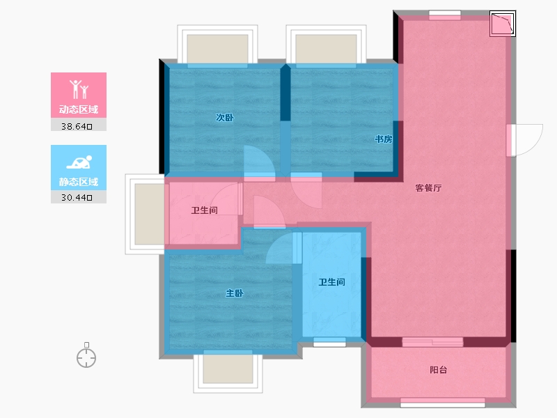 广西壮族自治区-北海市-银河云谷里-59.95-户型库-动静分区