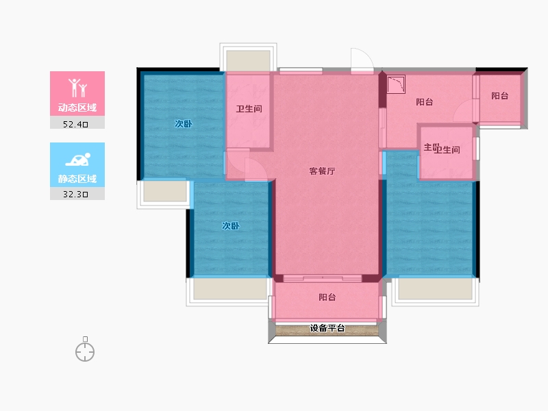 广东省-中山市-中山碧桂园凤凰城-76.64-户型库-动静分区