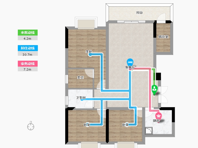 四川省-泸州市-华辰嘉园-88.06-户型库-动静线