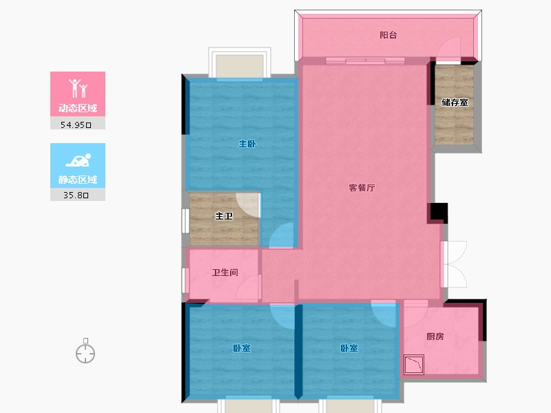 四川省-泸州市-华辰嘉园-88.06-户型库-动静分区