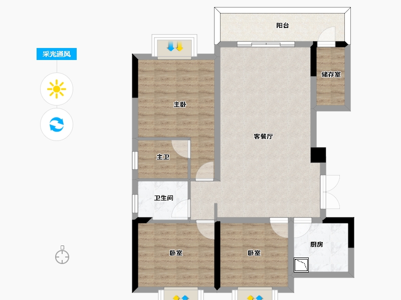 四川省-泸州市-华辰嘉园-88.06-户型库-采光通风