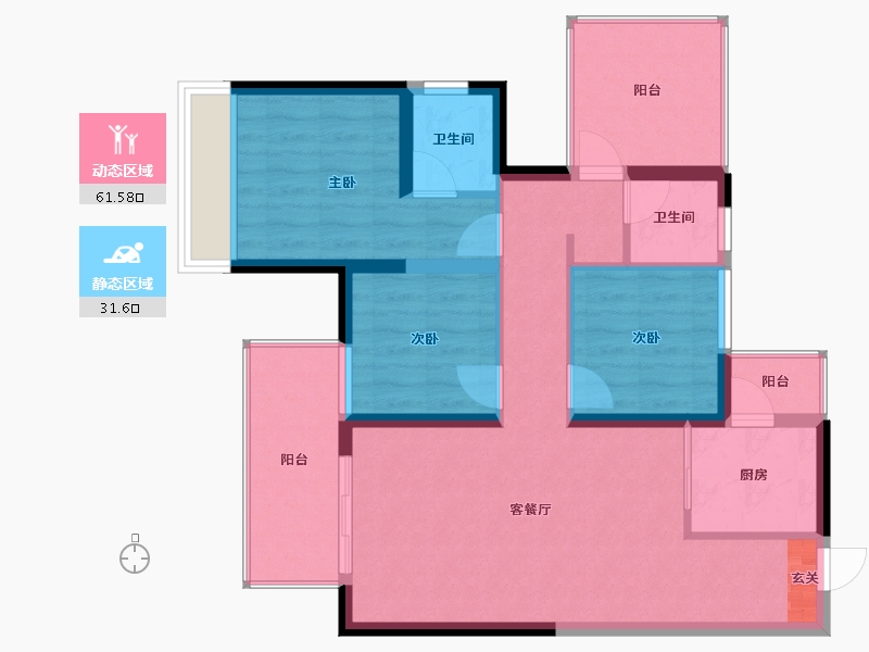 广西壮族自治区-南宁市-海蓝金钟府-83.24-户型库-动静分区