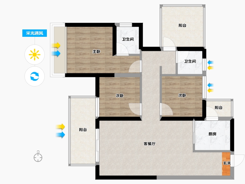 广西壮族自治区-南宁市-海蓝金钟府-83.24-户型库-采光通风