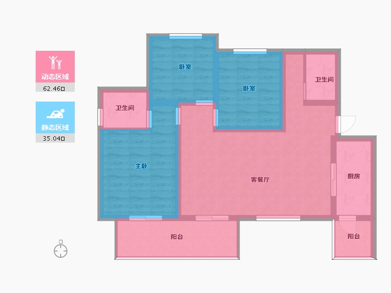 四川省-泸州市-远达御江府-86.88-户型库-动静分区