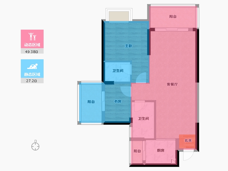 广东省-潮州市-滨江华府-68.44-户型库-动静分区