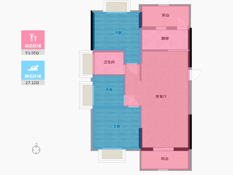 广西壮族自治区-北海市-中安·止泊园-70.16-户型库-动静分区