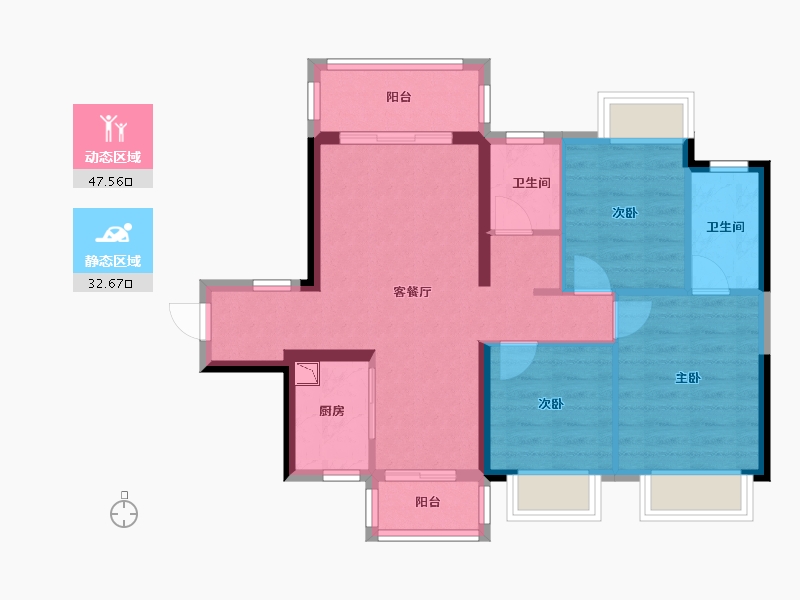 广西壮族自治区-南宁市-美的旭辉城-71.02-户型库-动静分区