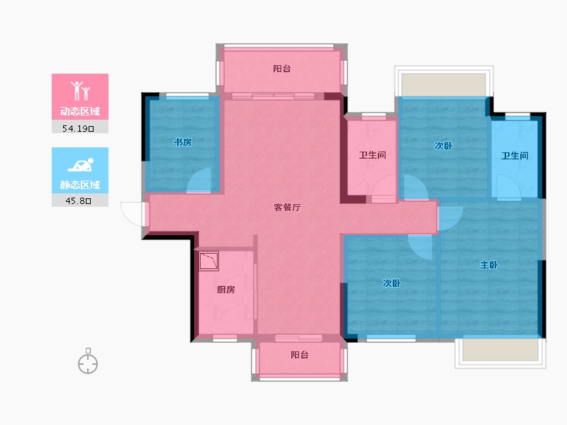 广西壮族自治区-南宁市-龙湖金科盛天叁仟悦-89.16-户型库-动静分区