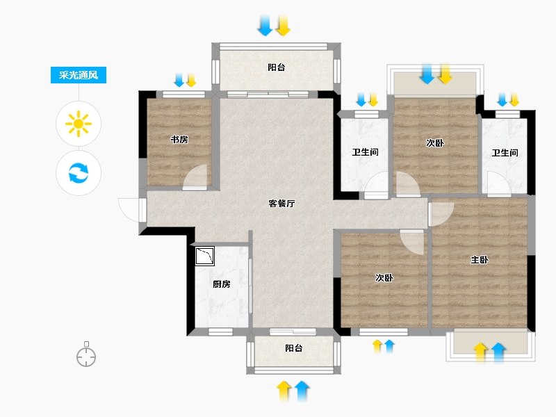 广西壮族自治区-南宁市-龙湖金科盛天叁仟悦-89.16-户型库-采光通风