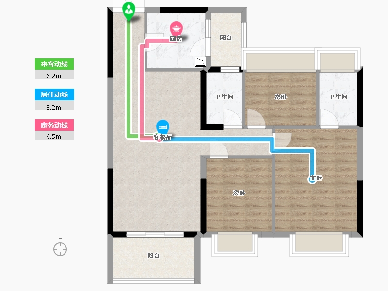 广东省-中山市-钱隆华府-90.18-户型库-动静线