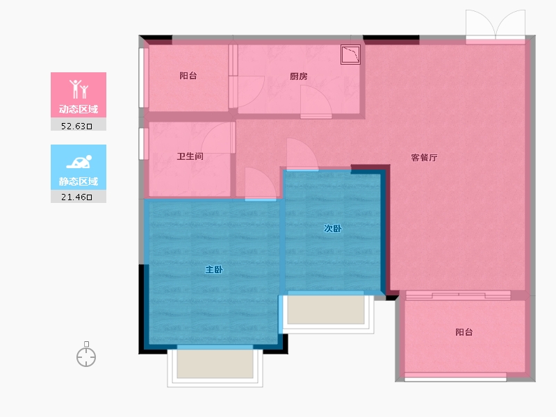 广东省-中山市-钱隆华府-66.40-户型库-动静分区