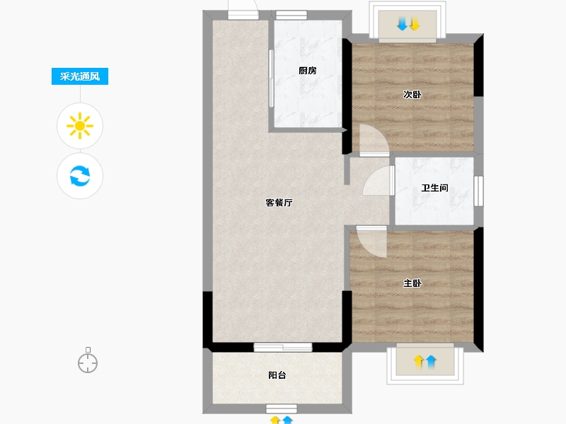 广西壮族自治区-北海市-中安·止泊园-57.16-户型库-采光通风