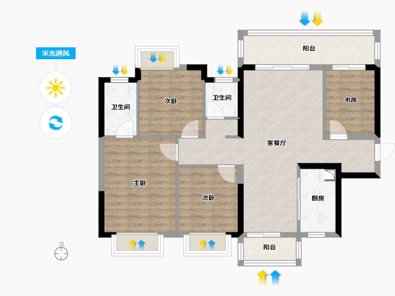 广西壮族自治区-南宁市-美的旭辉城-89.62-户型库-采光通风