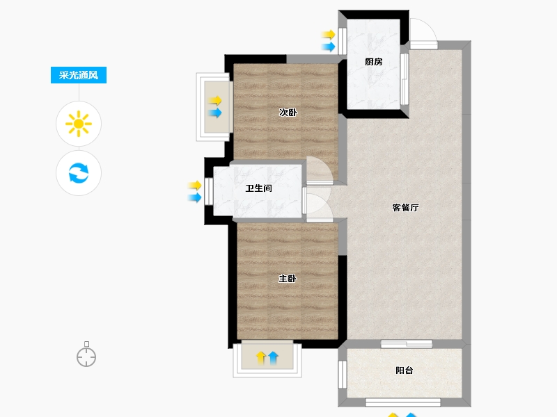 广西壮族自治区-南宁市-华润置地悦年华润府-59.60-户型库-采光通风