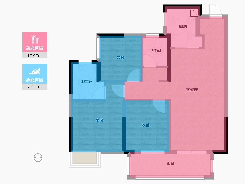 广西壮族自治区-南宁市-美的旭辉城-71.78-户型库-动静分区