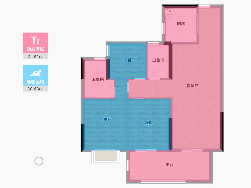 广西壮族自治区-南宁市-奥园瀚德棠悦府-85.73-户型库-动静分区