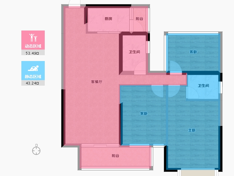 广西壮族自治区-南宁市-大和平华西茗城-86.13-户型库-动静分区