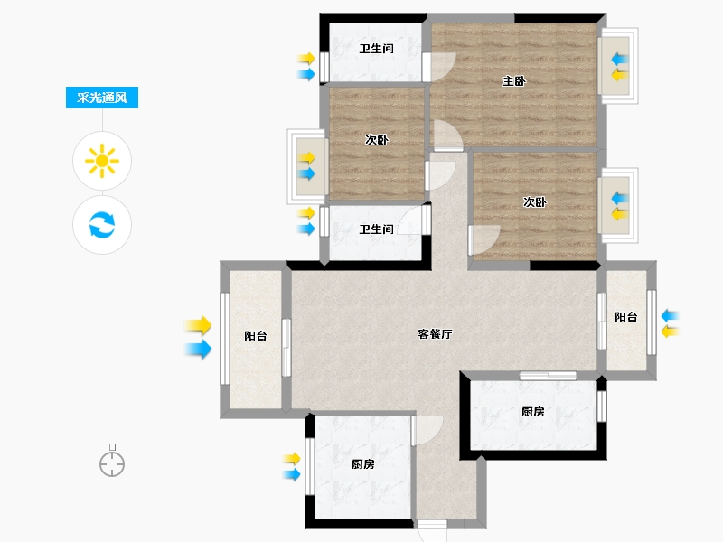 广西壮族自治区-南宁市-华润置地悦年华润府-94.97-户型库-采光通风