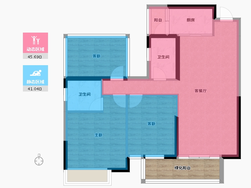 广西壮族自治区-南宁市-大和平华西茗城-83.85-户型库-动静分区